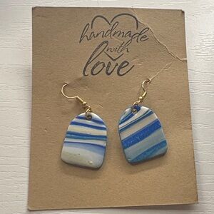 Blue marble dangly earrings